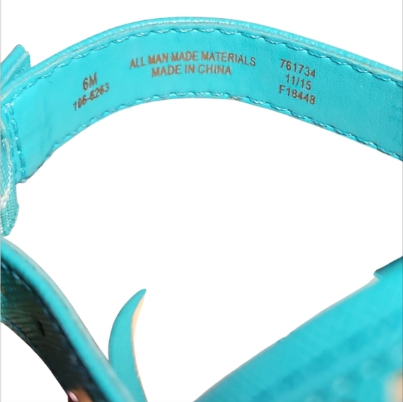 Liz Claiborne Wedge Sandals Kian Teal Blue Laser Cut Sz 6 Resortcore Whitelotus - Picture 7 of 8